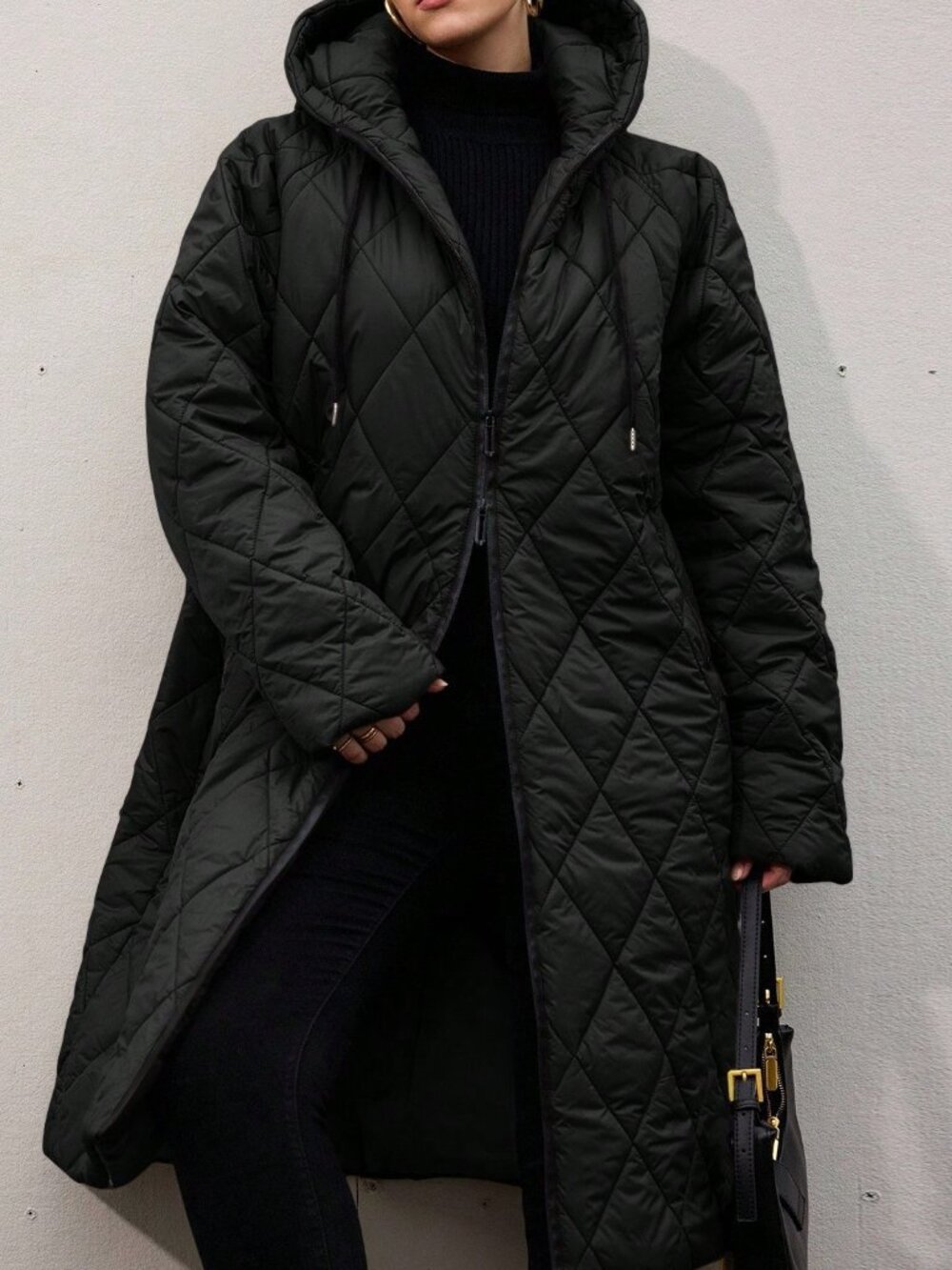 Black Casual Women's Plus Size Padded Coat